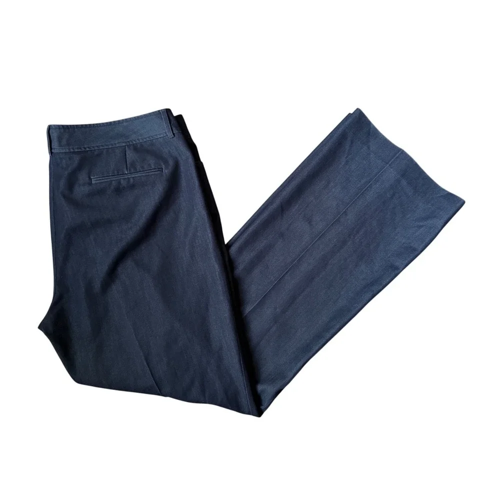 Tahari Arthur S. Levine Dress Pants Womens 14 Navy Blue Wide Leg Career Trousers